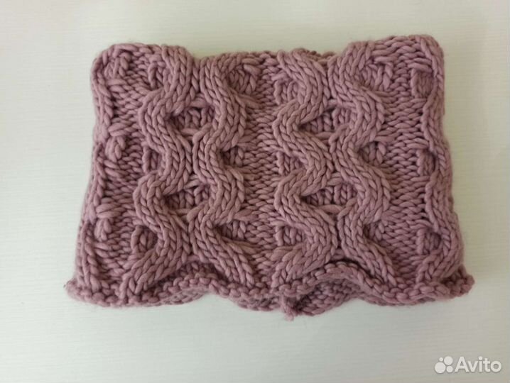 Шарф-снуд вязаный пудровый новый