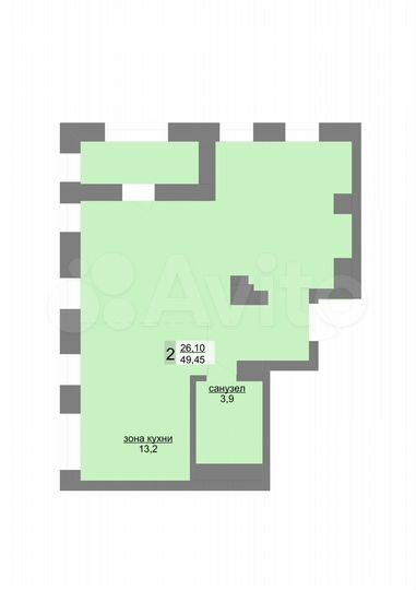 2-к. квартира, 49,5 м², 30/31 эт.