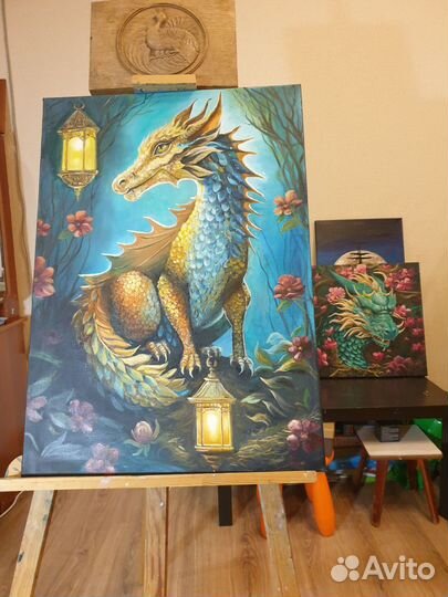 Картина маслом. Год зелёного Дракона