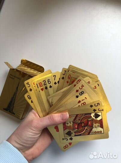 Игральные карты пластиковые золотые