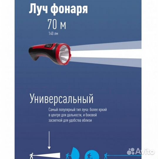 Фонарь ручной аккумуляторный, 1W, аккум. 4V