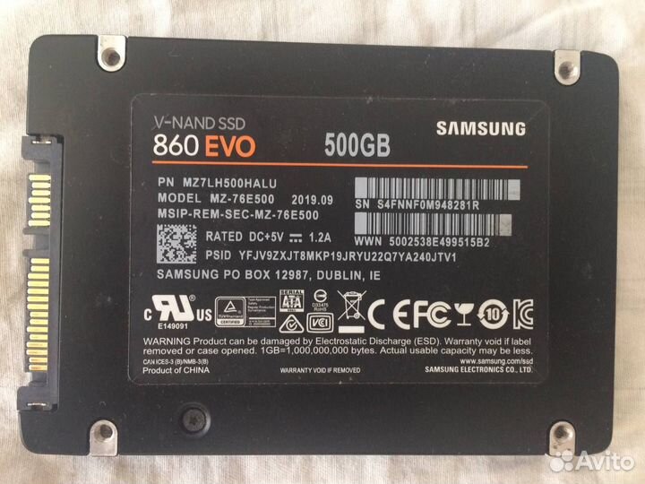 SSD диск Samsung EVO 860 на 512 гб