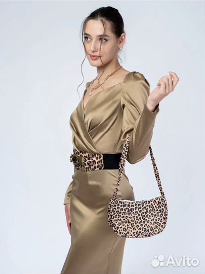 Сумка клатч женская леопардовая на молнии
