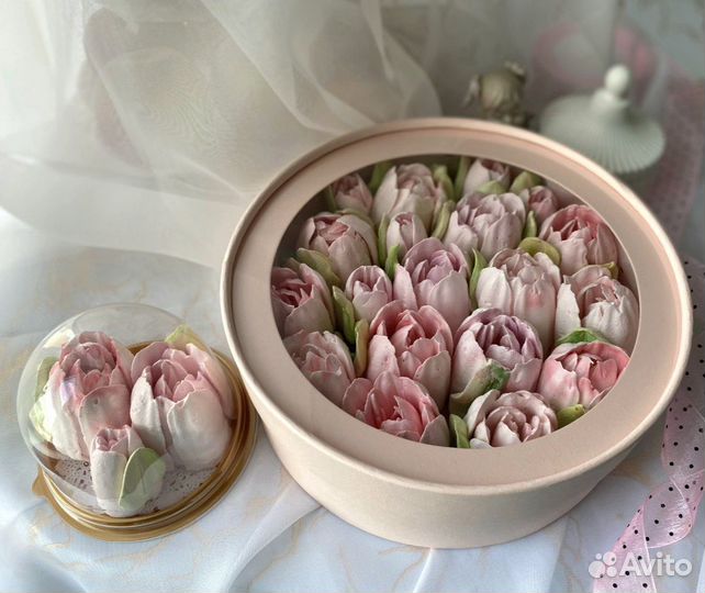 Зефир в шляпной коробке Зефирный букет зефир цветы