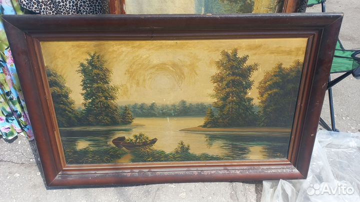 Антиквариат Искуство картина Масло 