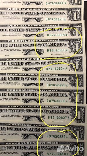 Коллекция купюр с последовательными номерами