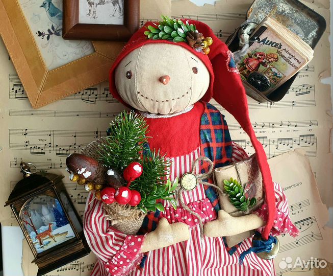 Интерьерная кукла коллекционная зимняя Тильда