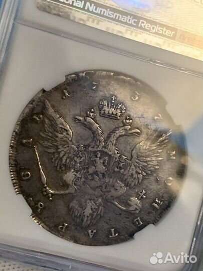 Рубль 1737 года, Анна. Гедлингера (раритет) AU