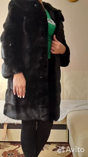 Шуба норковая с капюшоном