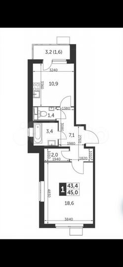 1-к. квартира, 45 м², 10/25 эт.