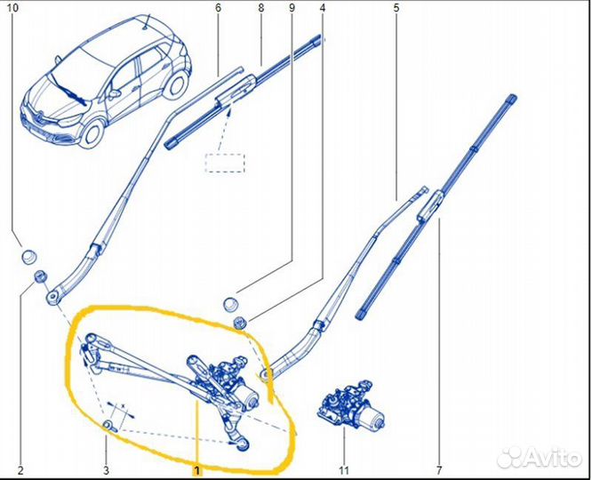 Мотор дворников(моторчик стеклоочистителя) Renault