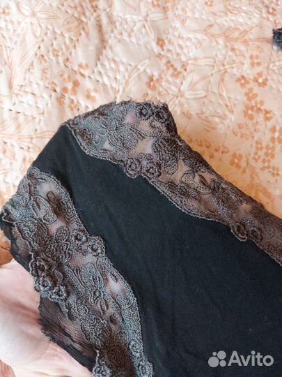 Сорочка для беременных чёрная с кружевом 44