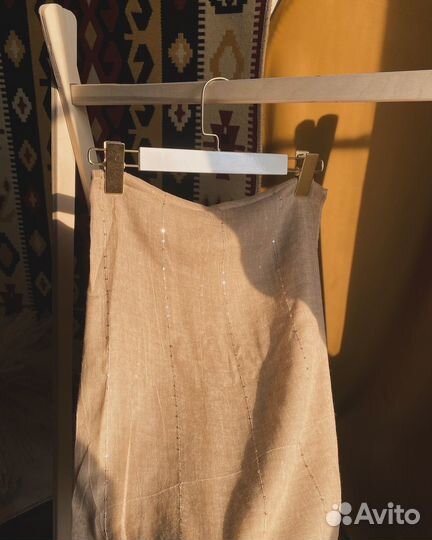 Платок льняной с пайетками