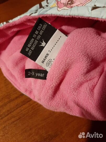 Шапка для девочки на полкладке с варежками