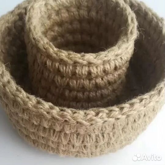 Подарочный набор вязанных корзин ручная работа