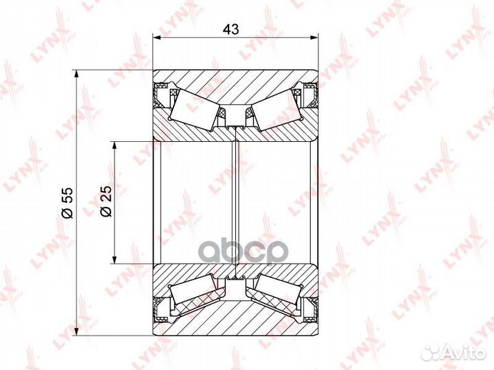 Подшипник ступицы задний (43x25x55) подходит дл