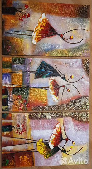 Три картины 30 Х 50 см без рамок