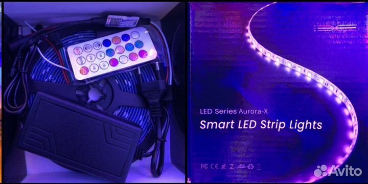 Адресная лента-гирлянда 5м управление с телефона