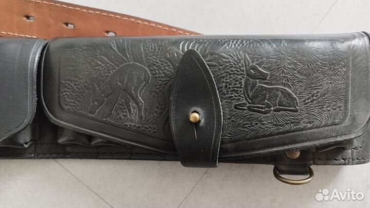 Кожаный патронташ 12 к