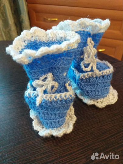 Вязаные пинетки носки сандалики для мальчика
