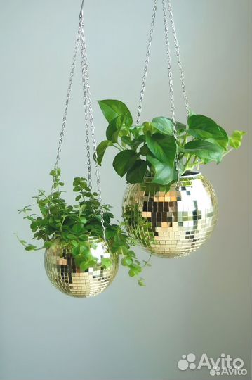 Кашпо из диско шара / кашпо из зеркальной мозаики