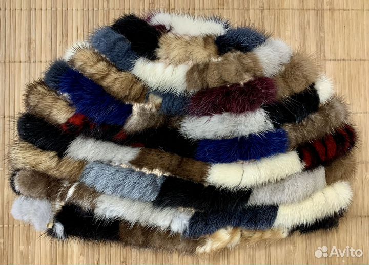 Шапка норковая вязанная бу