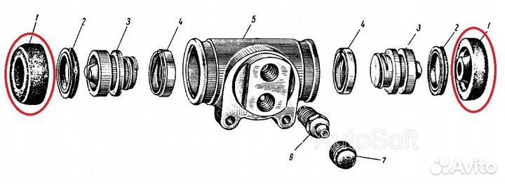 Пыльники рабочего тормозного цилиндра Москвич 412