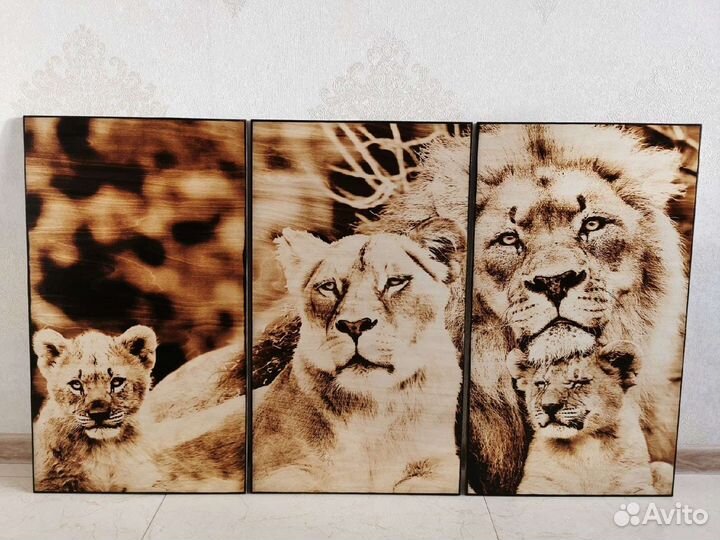 Модульные картины на заказ. Выжигание портретов