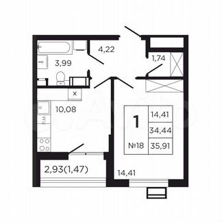 1-к. квартира, 37,4 м², 2/9 эт.