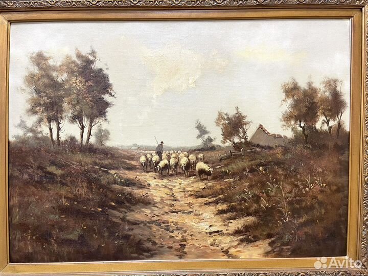 Антикварная картина, холст 