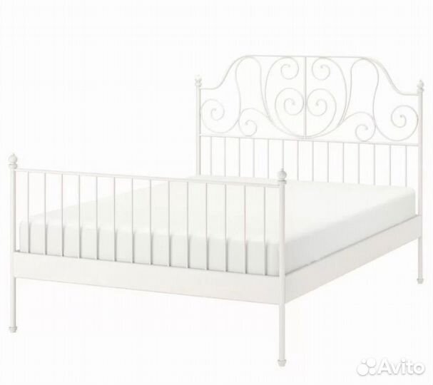 Кровать металлическая IKEA Leirvik 140х200 белая