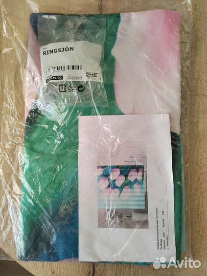 Штора для ванной Свежие тюльпаны + кольца IKEA