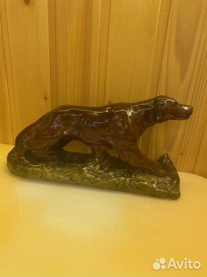 Статуэтка «Сеттер» ссср,обливная керамика.Гжель