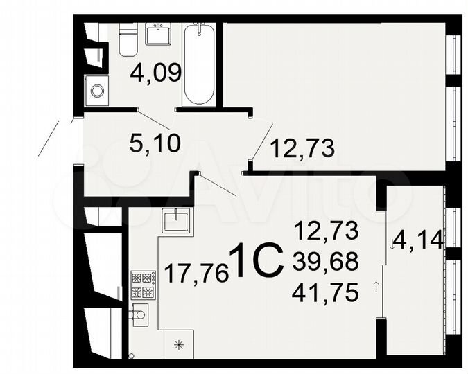 1-к. квартира, 41,8 м², 6/26 эт.