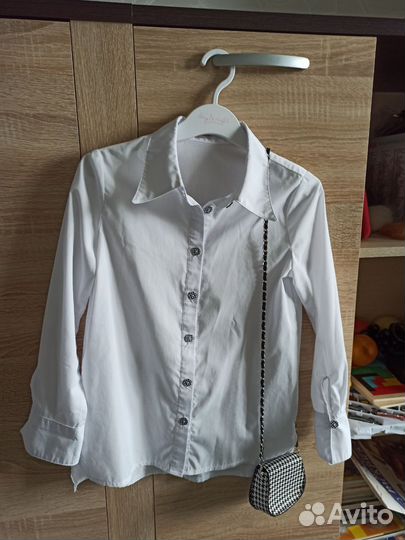 Рубашка белая для девочки 128