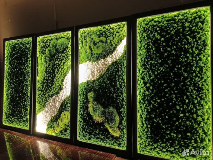 Панно из мха с подсветкой 120*60см