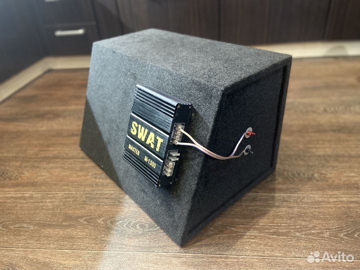 Сабвуфер pioneer 12 400W + моноблок Swat 500W