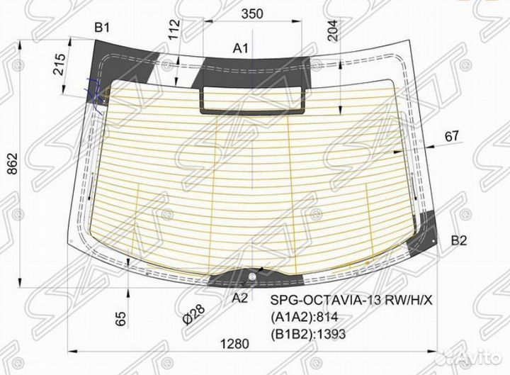 Стекло заднее с обогревом skoda octavia 5D LBK 13