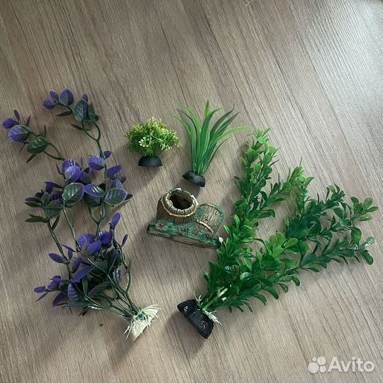 Украшения, камни, ракушки, сачок для аквариума