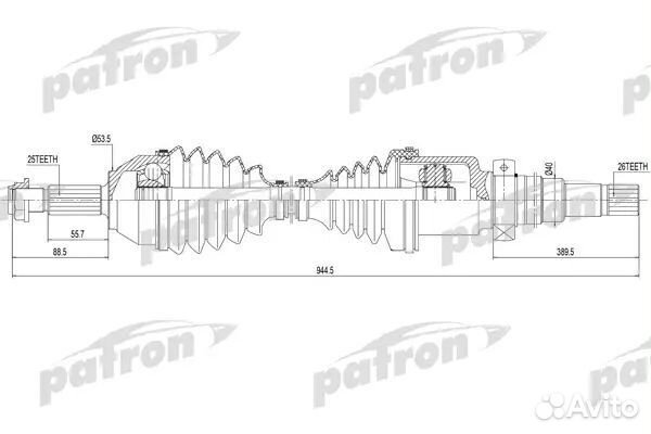 Patron PDS0179 Полуось передняя правая 25x944.5x53