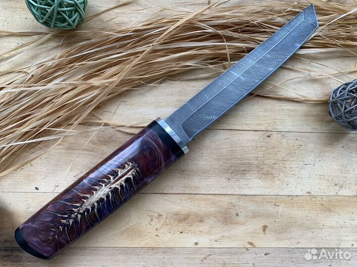 Японский нож Танто клинок дамасская сталь