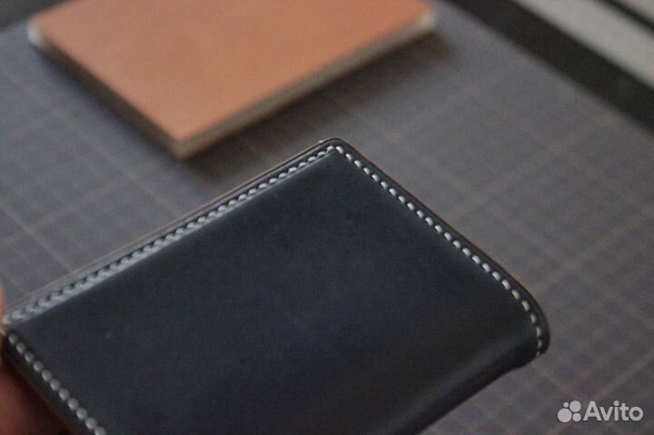 Кожаный мини кошелек ручной работы