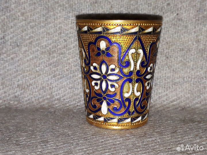 Красивая стопка стакан латунь эмаль СССР