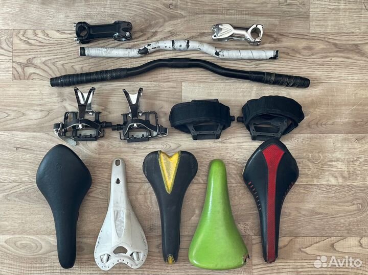 Седло, педали, туклипсы, стрепы, вынос