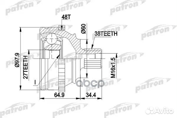 Шрус наружн к-кт 38x60.2x27 ABS:48T VW: transpo