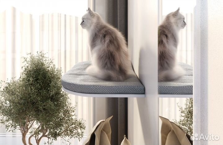 Настенная парящая полка лежанка для кошек