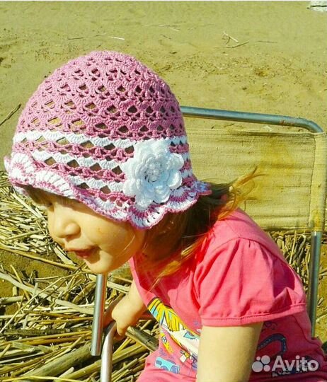Ажурная панамка и беретка из 100хлопка