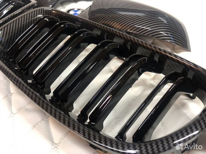 Комплект ноздри, накладки зеркал Carbon. BMW 3 F30