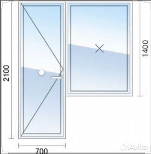 Пластиковый балконный выход 2101х2002 под заказ