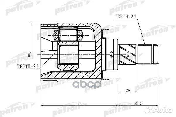 Шрус внутренний 24x40x23 nissan primera P12 01
